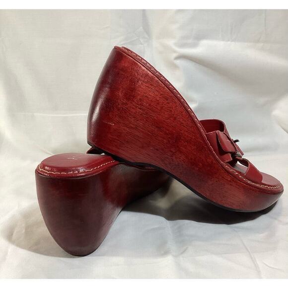 PAZZO wood chunky red wedge platform - Picture 4 of 5